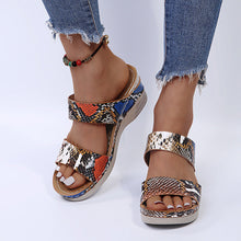 Load image into Gallery viewer, Women's Casual Slope Heel Snake Print Slippers
